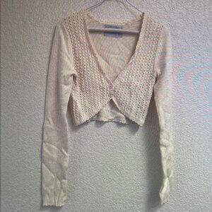 Cream Knit Cropped Cardigan